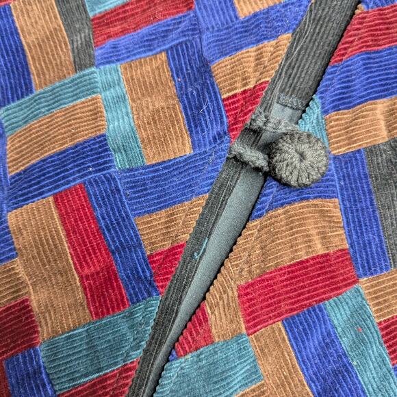 Vtg 1990s Soul Mates Black Colorful Herringbone Corduroy Button Up Jacket L - Picture 3 of 4